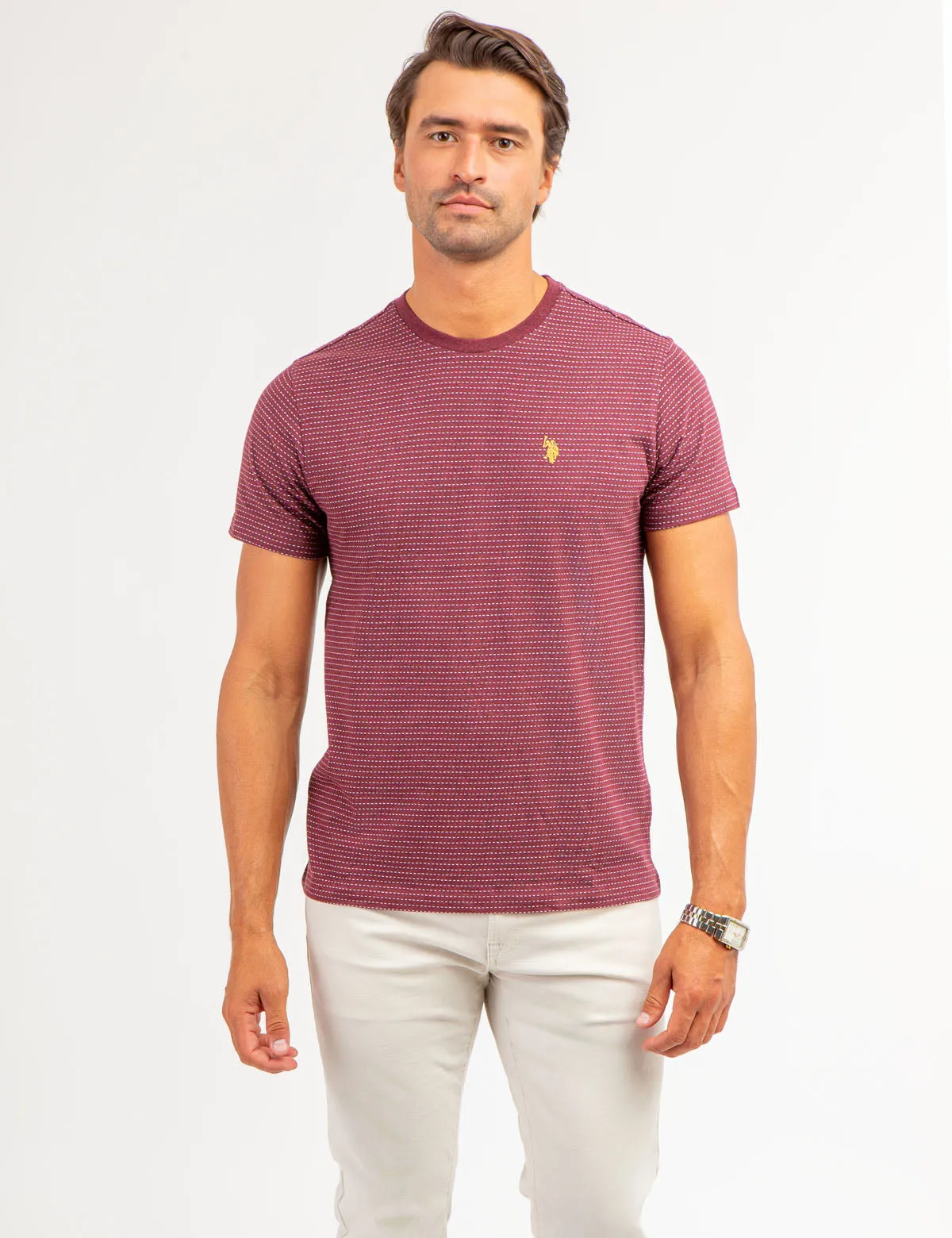 JACQUARD MICRO STRIPE T-SHIRT sold by U.S. Polo Assn.