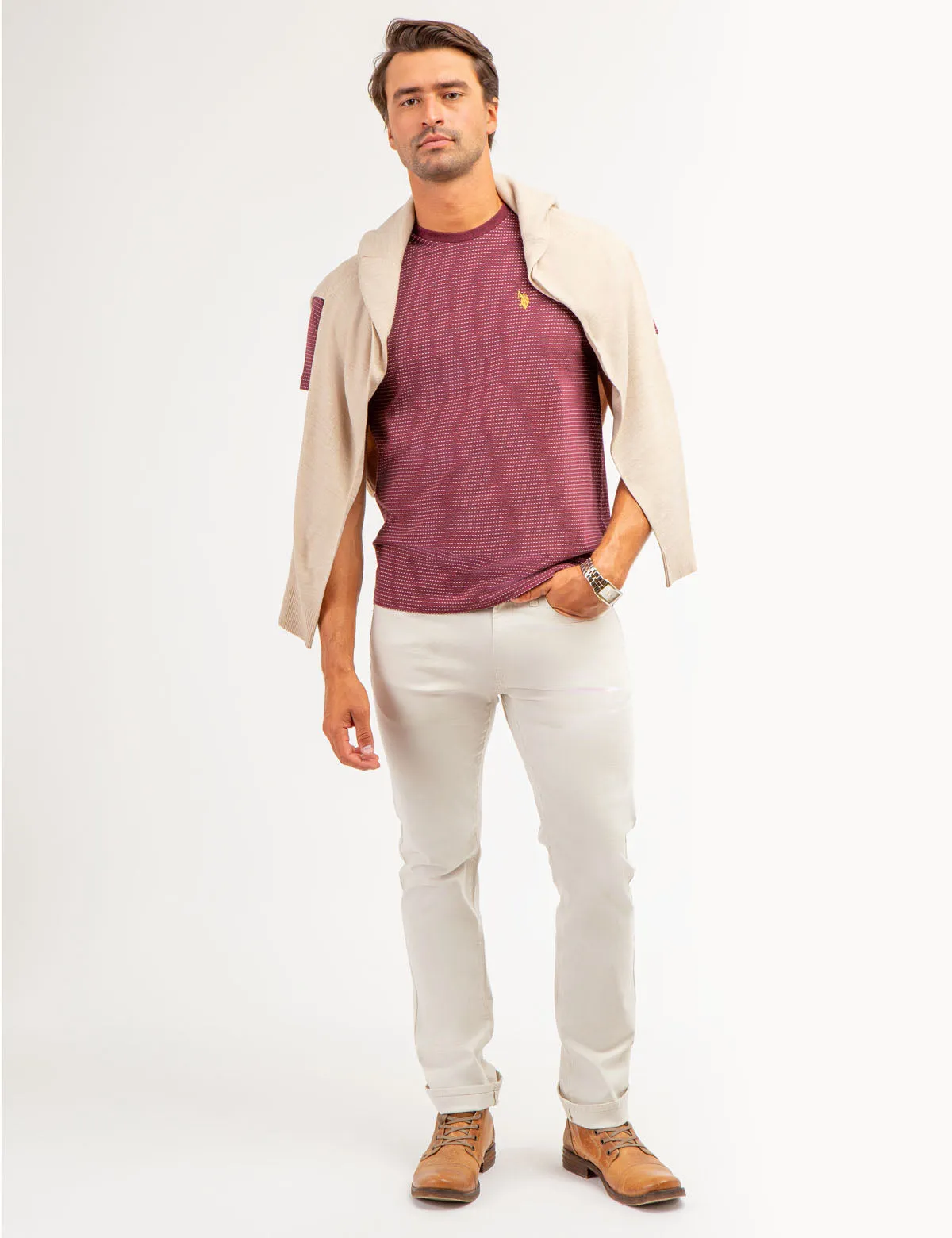 JACQUARD MICRO STRIPE T-SHIRT sold by U.S. Polo Assn. product image thumbnail 2