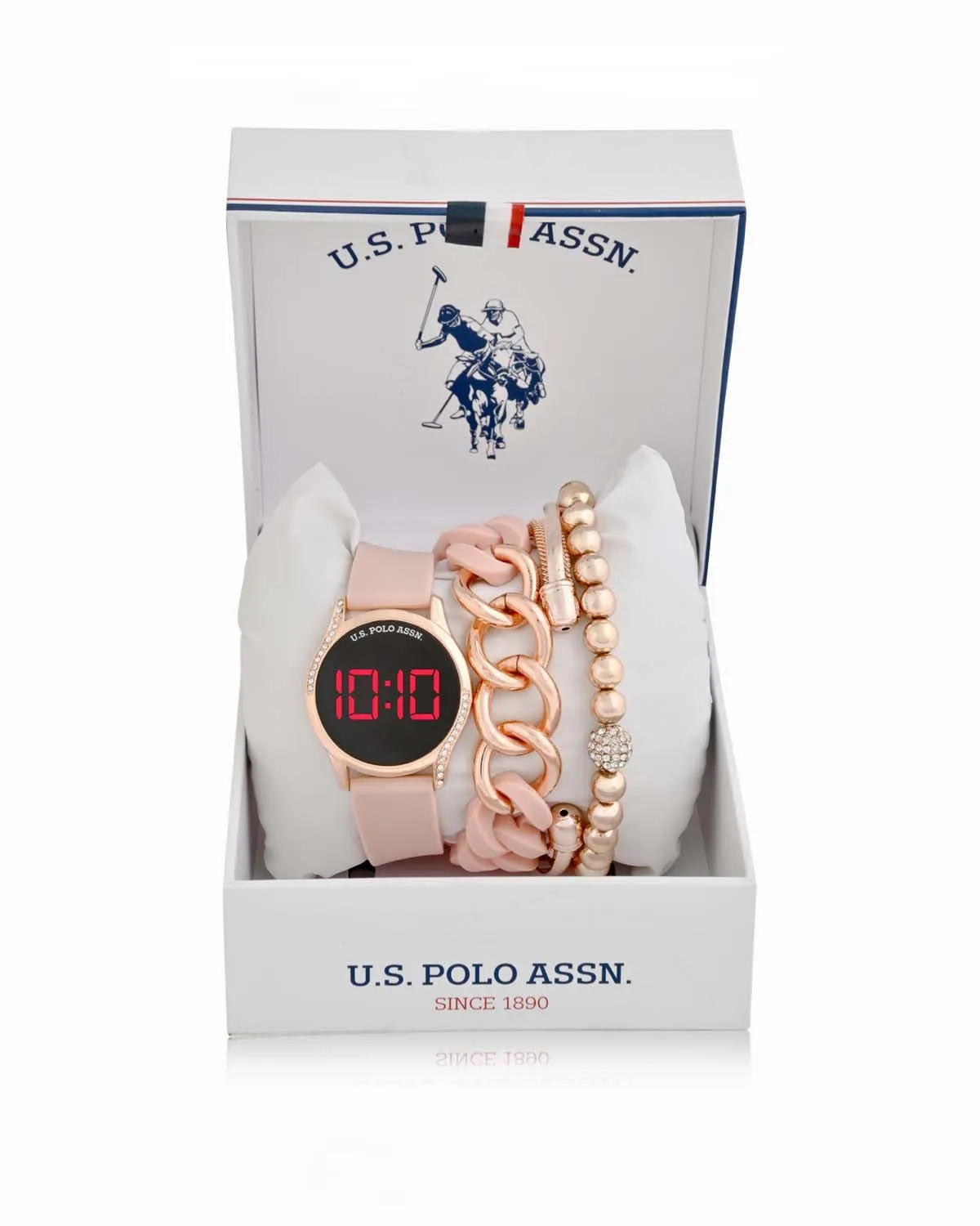 LADIES LED ROUND FACE WATCH & STACKABLE BRACELETS SET sold by U.S. Polo Assn. product image thumbnail 2