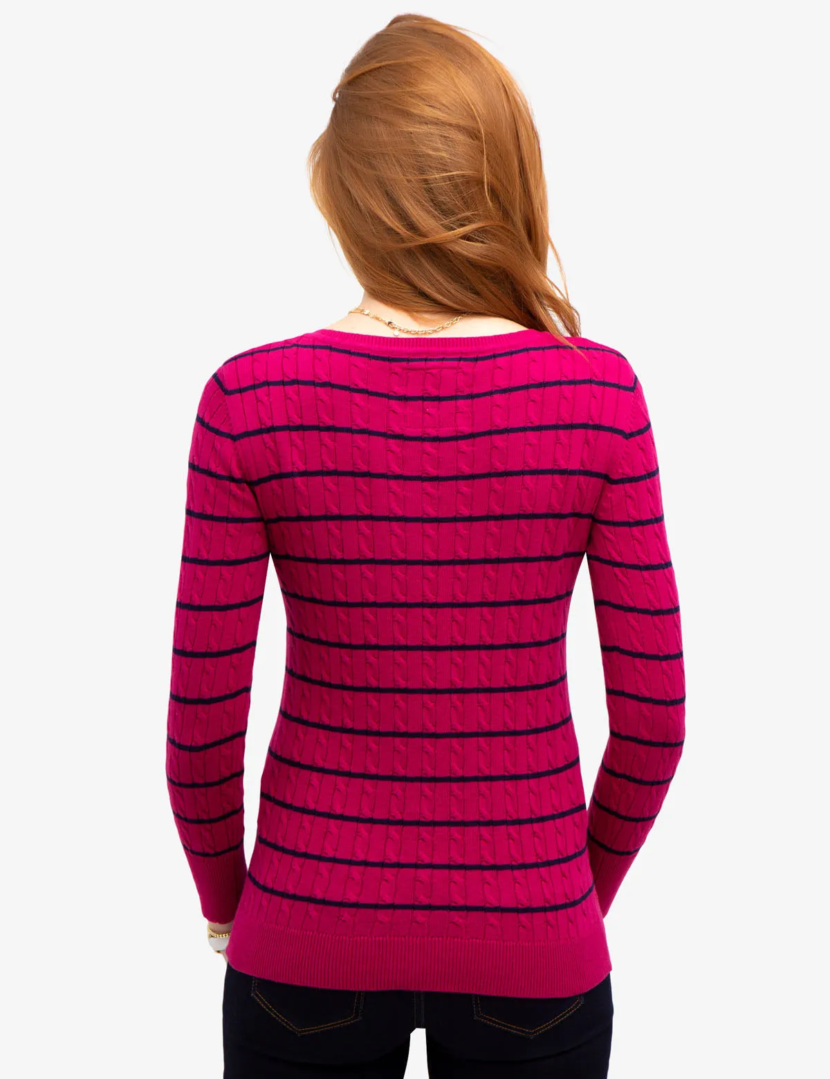 STRIPED CABLE KNIT V-NECK SWEATER sold by U.S. Polo Assn. product image thumbnail 3