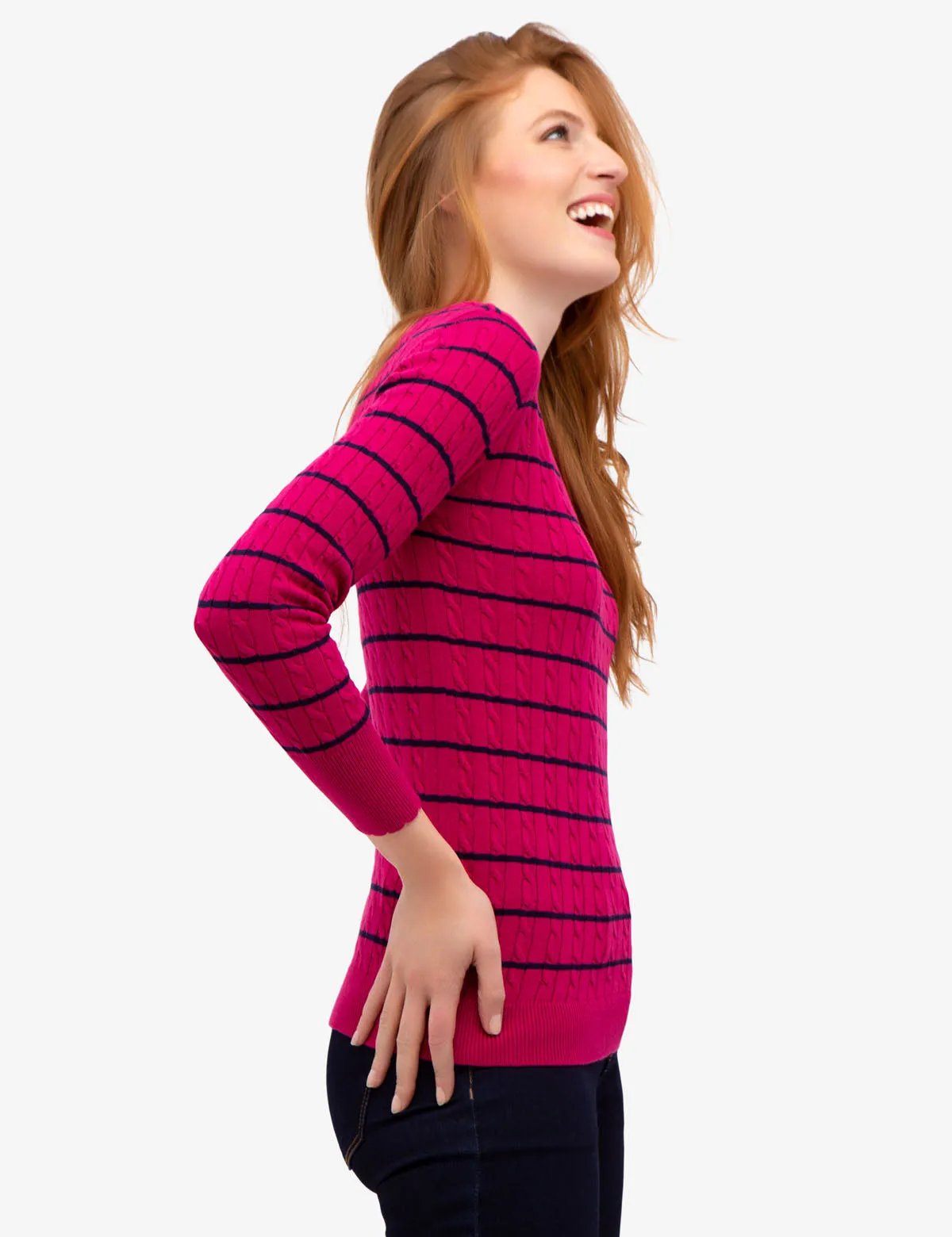 STRIPED CABLE KNIT V-NECK SWEATER sold by U.S. Polo Assn. product image thumbnail 2