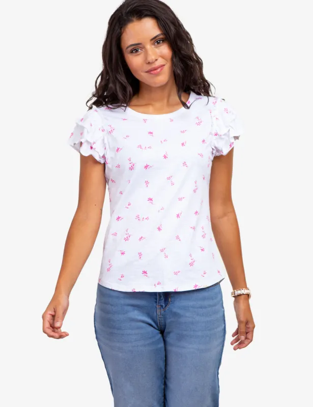 FLUTTER SLEEVE PRINTED T-SHIRT sold by U.S. Polo Assn.