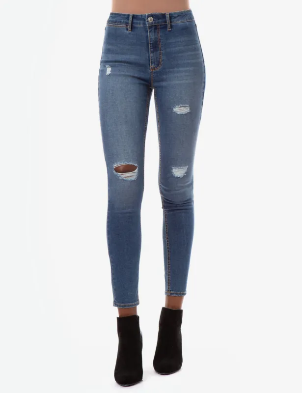 REPREVE® HIGH RISE DESTRUCTED JEANS sold by U.S. Polo Assn.