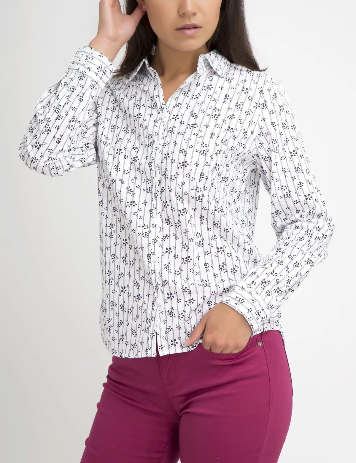 FLORAL STRIPED POPLIN SHIRT sold by U.S. Polo Assn. product image thumbnail 5