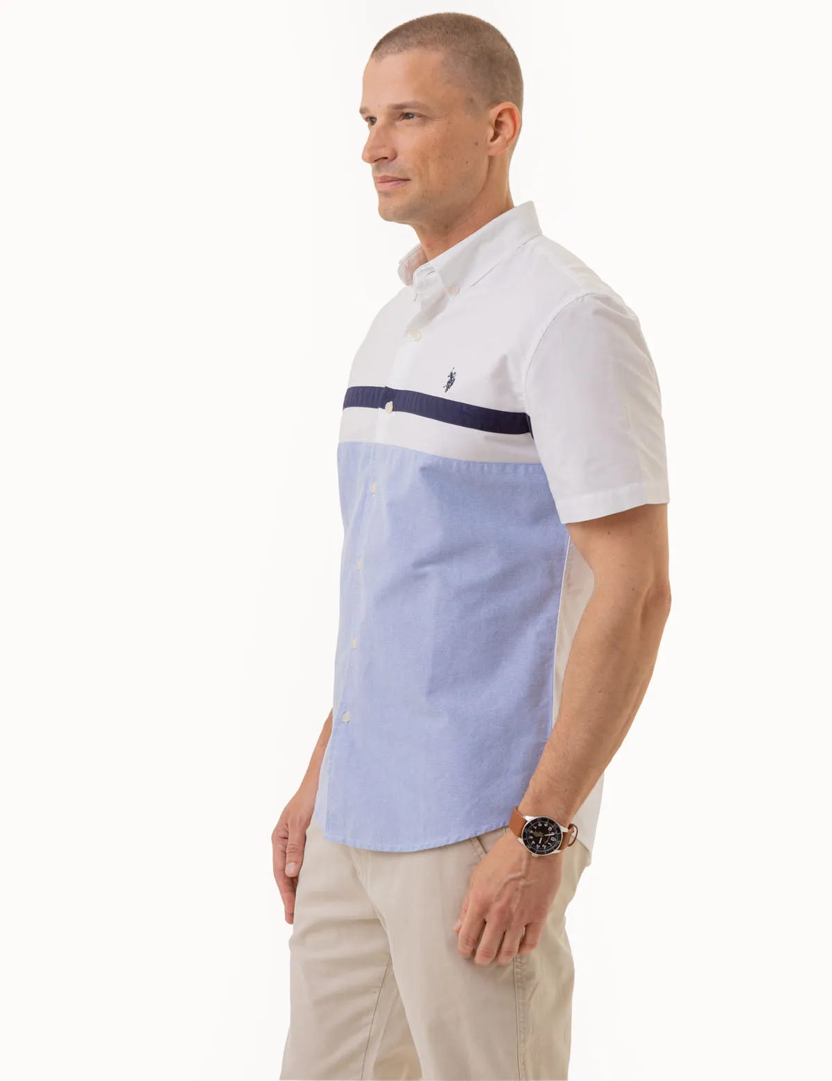 CHEST STRIPE SHORT SLEEVE OXFORD SHIRT sold by U.S. Polo Assn. product image thumbnail 3