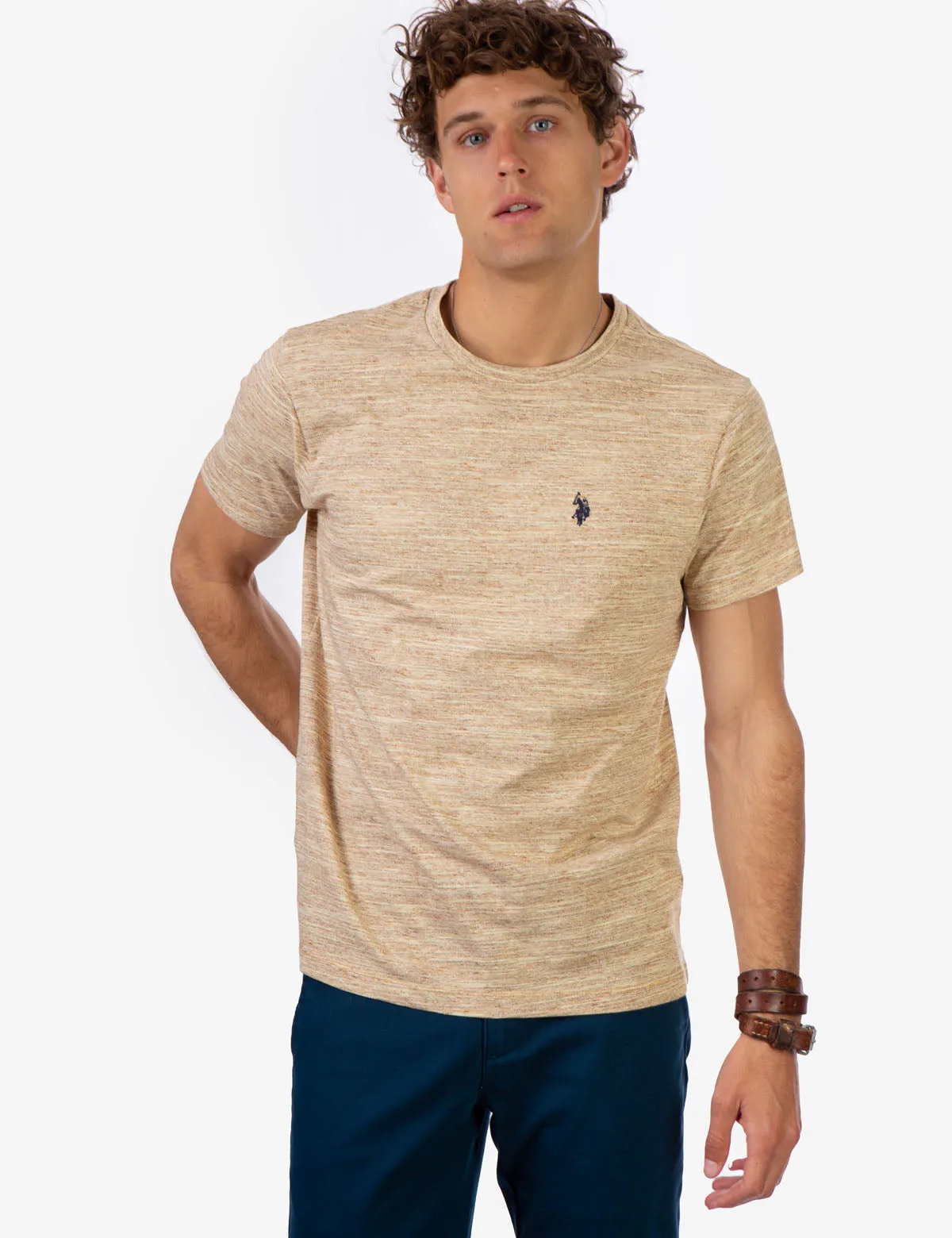 LINEAR SPACE DYE CREW NECK T-SHIRT sold by U.S. Polo Assn. product image thumbnail 4