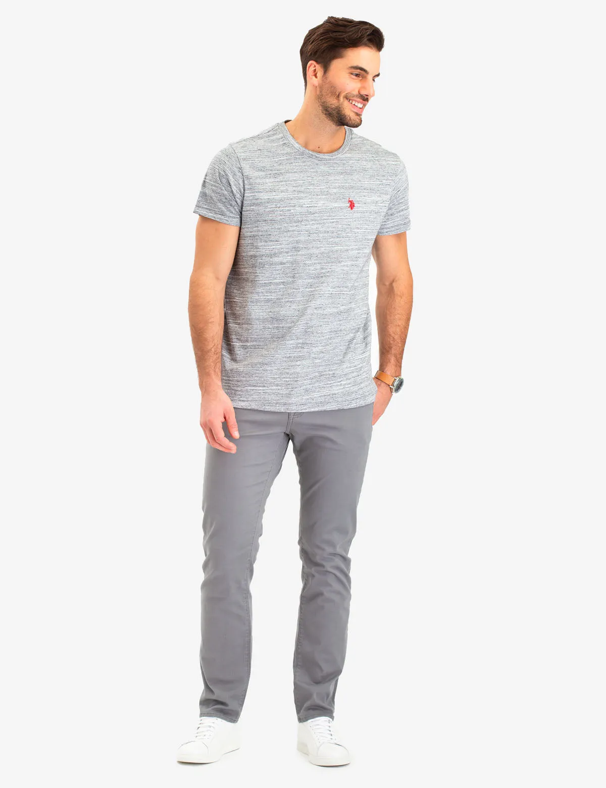 LINEAR SPACE DYE CREW NECK T-SHIRT sold by U.S. Polo Assn. product image thumbnail 2