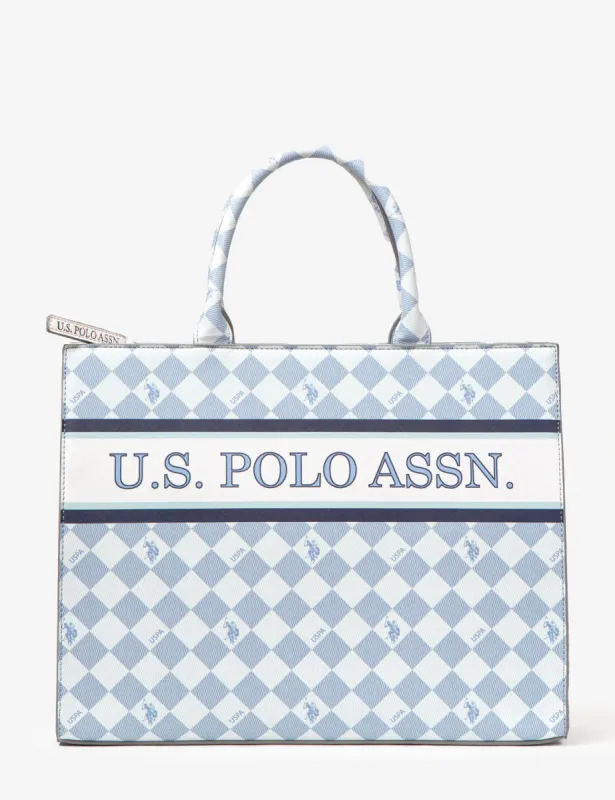 DIAMOND STRIPE BOOK TOTE WITH CROSSBODY STRAP sold by U.S. Polo Assn.