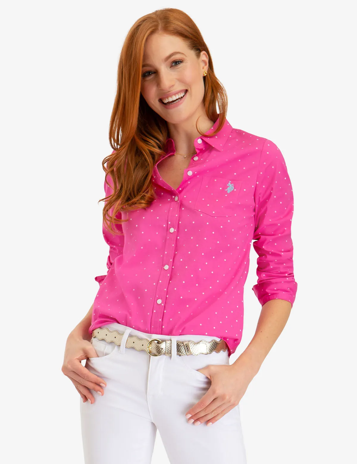 DOT POPLIN LONG SLEEVE SHIRT sold by U.S. Polo Assn. product image thumbnail 5