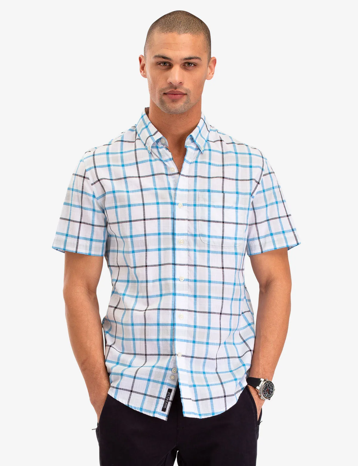 PLAID POPLIN SHORT SLEEVE SHIRT sold by U.S. Polo Assn.