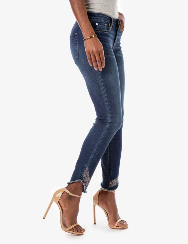 REPREVE® MID RISE EMBROIDERED HEM SKINNY FIT JEANS sold by U.S. Polo Assn.