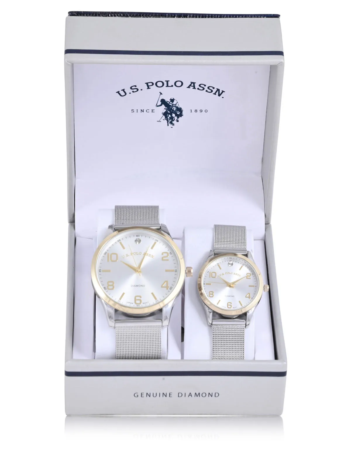 HIS AND HERS SILVER & GOLD MESH WATCH SET sold by U.S. Polo Assn. product image thumbnail 2
