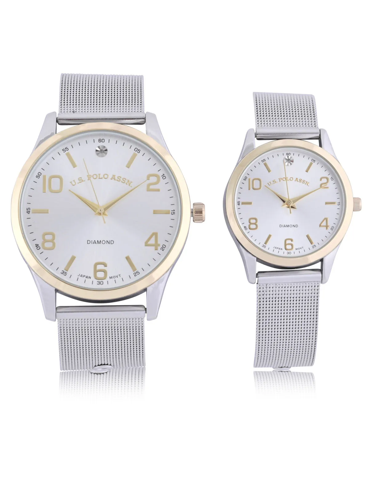 HIS AND HERS SILVER & GOLD MESH WATCH SET sold by U.S. Polo Assn. product image thumbnail 4