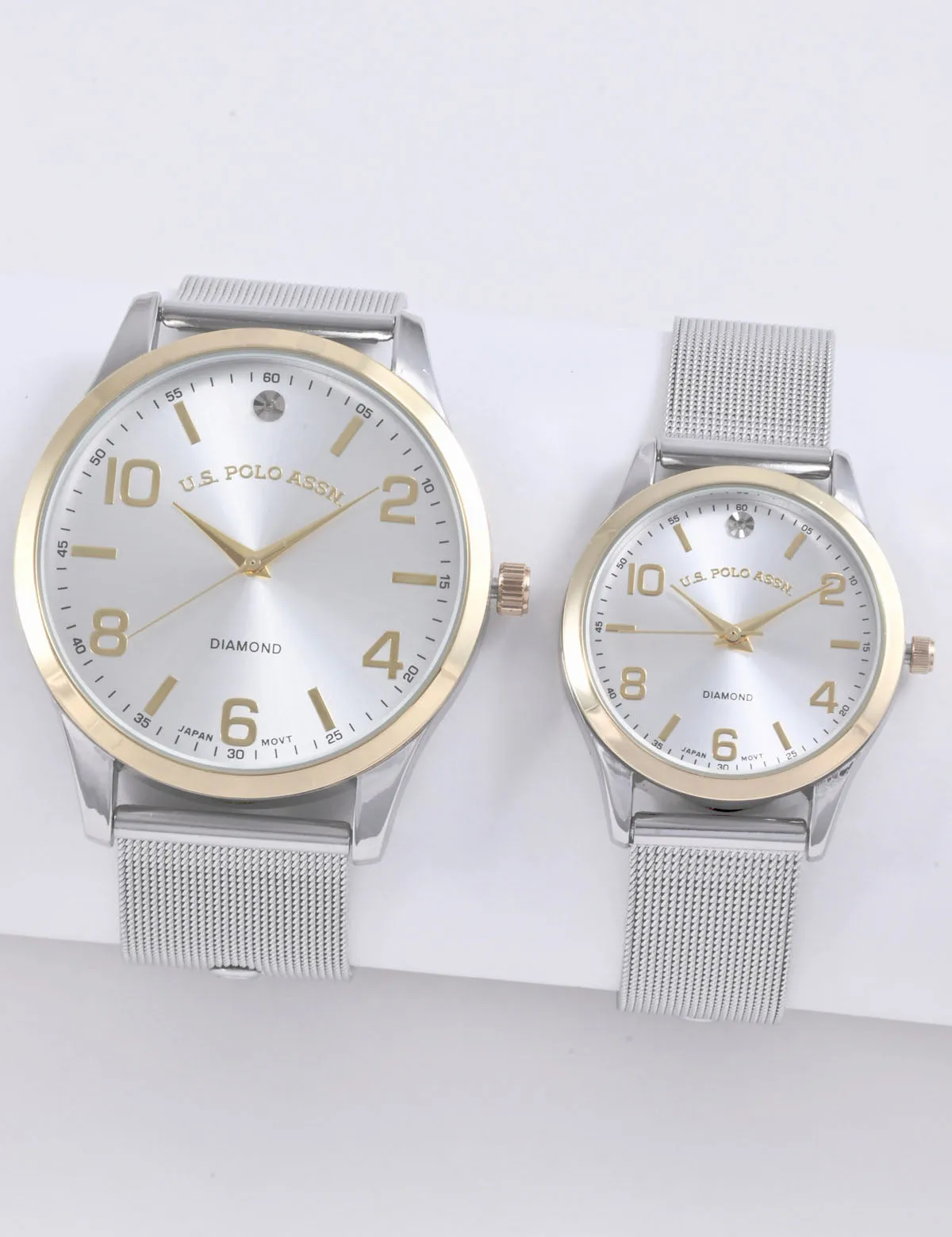 HIS AND HERS SILVER & GOLD MESH WATCH SET sold by U.S. Polo Assn.