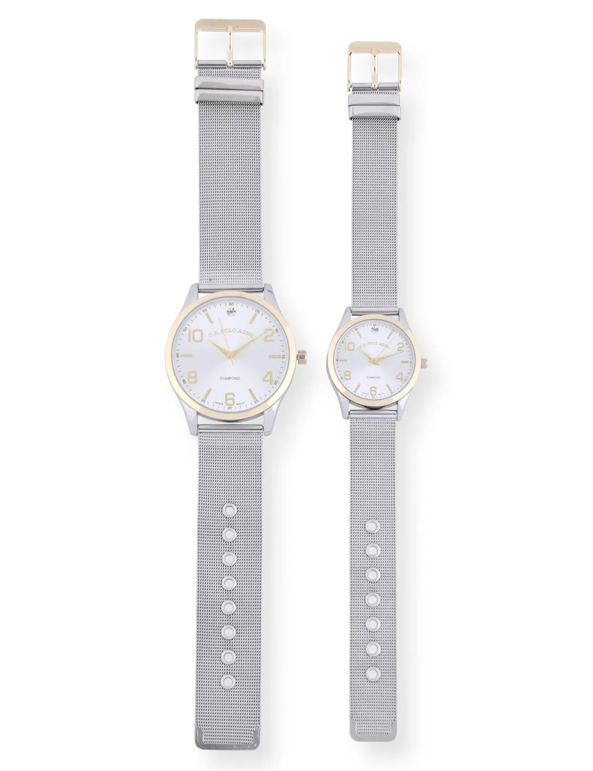 HIS AND HERS SILVER & GOLD MESH WATCH SET sold by U.S. Polo Assn. product image thumbnail 3