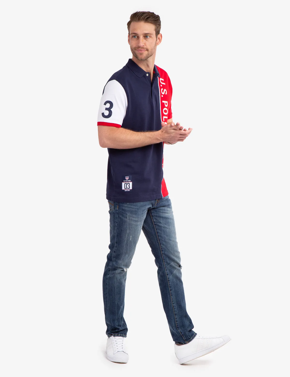 U.S. POLO ASSN. COLORBLOCK PRINTED POLO SHIRT sold by U.S. Polo Assn. product image thumbnail 3