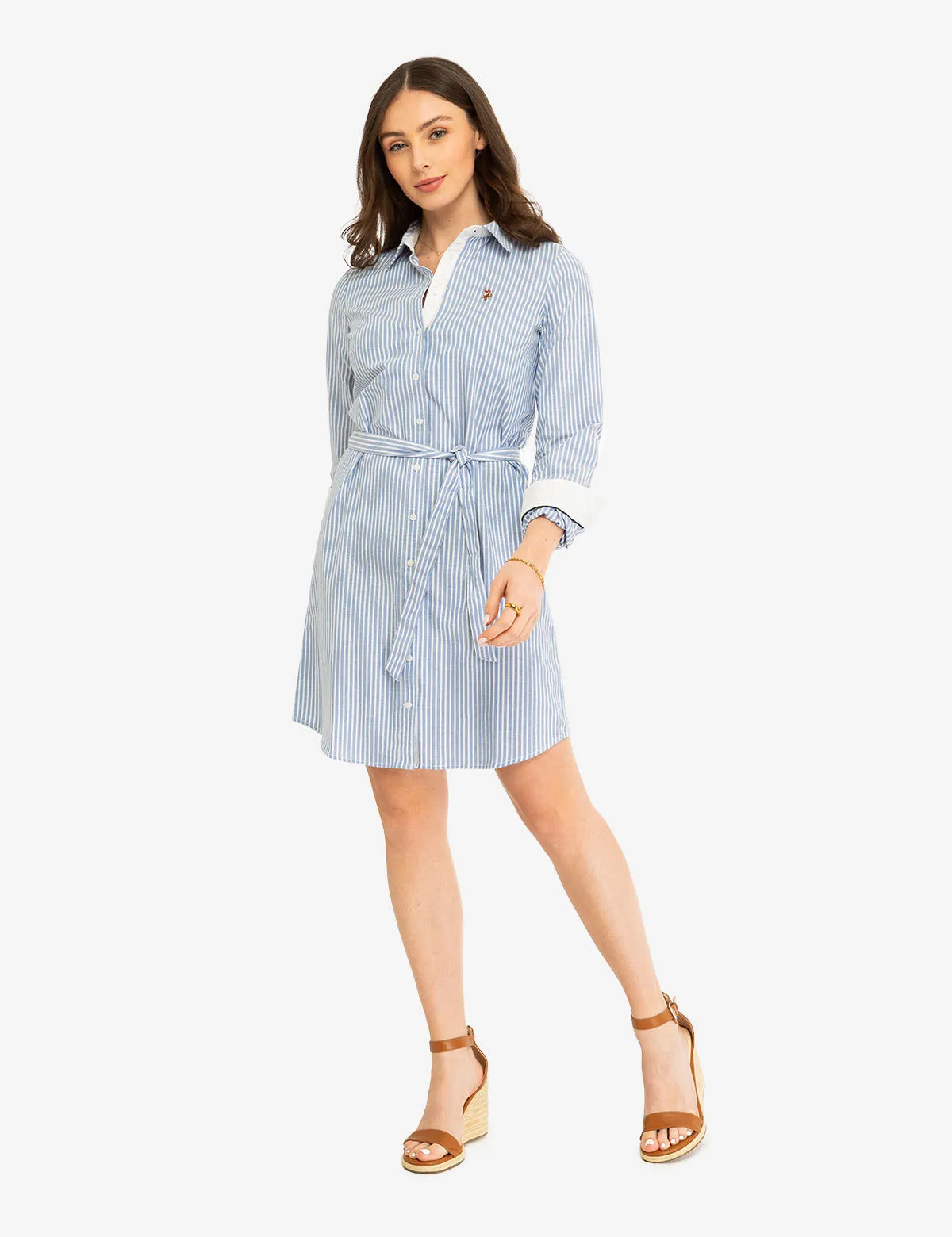 STRIPED MULTI-COLORED LOGO OXFORD DRESS sold by U.S. Polo Assn.