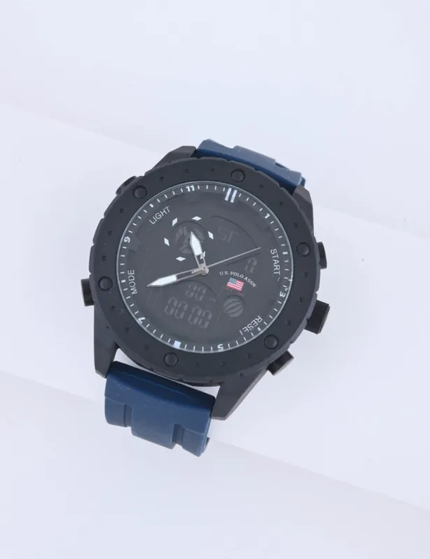 MEN'S BLUE STRAP WITH BLACK BEZEL ANA DIGI WATCH sold by U.S. Polo Assn.