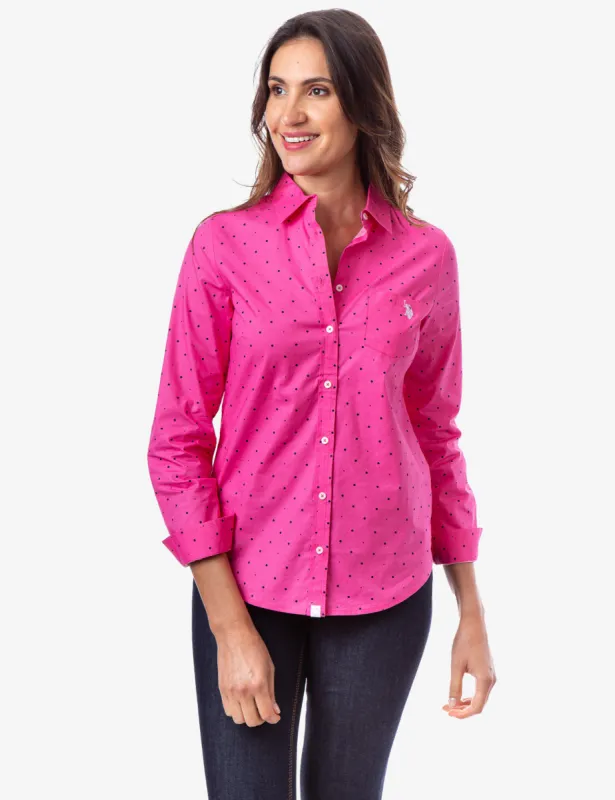 DOT POPLIN LONG SLEEVE SHIRT made by U.S. Polo Assn.