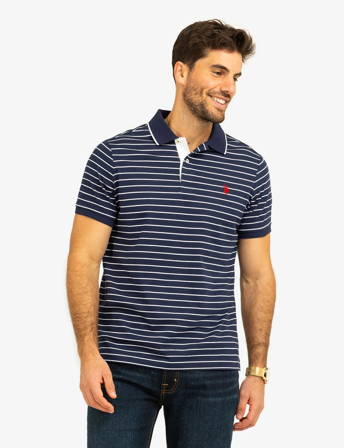 YARN DYE STRIPE JERSEY POLO SHIRT sold by U.S. Polo Assn.