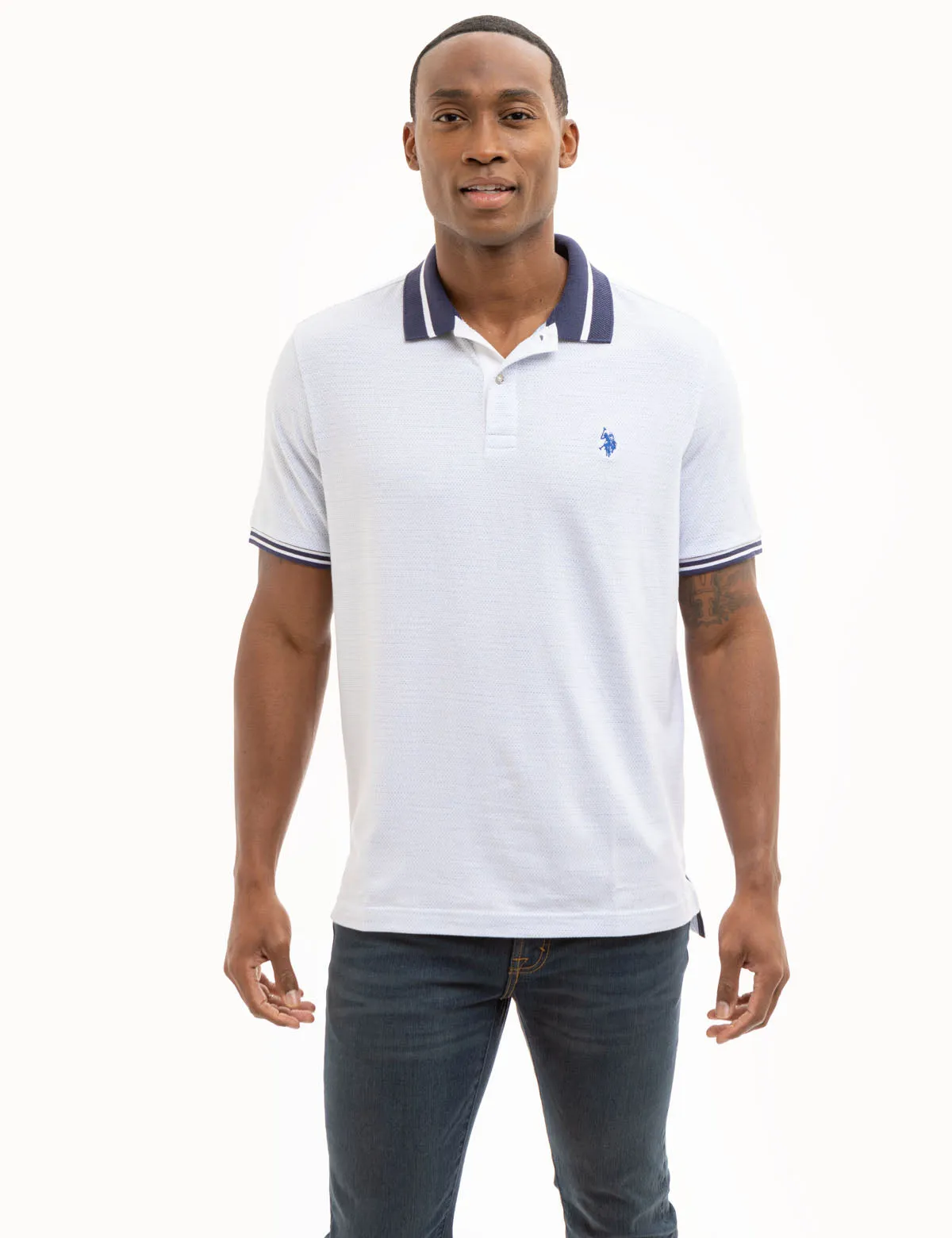 JACQUARD TEXTURED JERSEY POLO SHIRT sold by U.S. Polo Assn.