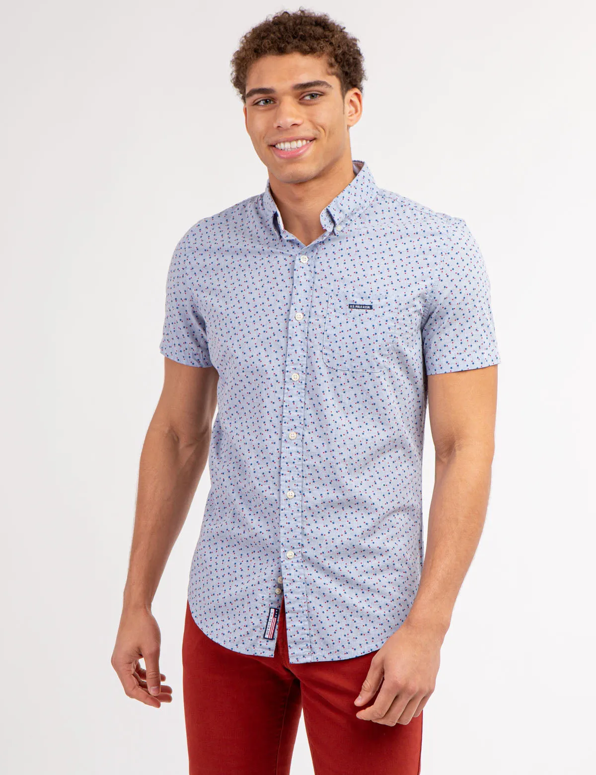 STAR PRINT POPLIN SHORT SLEEVE SHIRT WITH POCKET sold by U.S. Polo Assn.