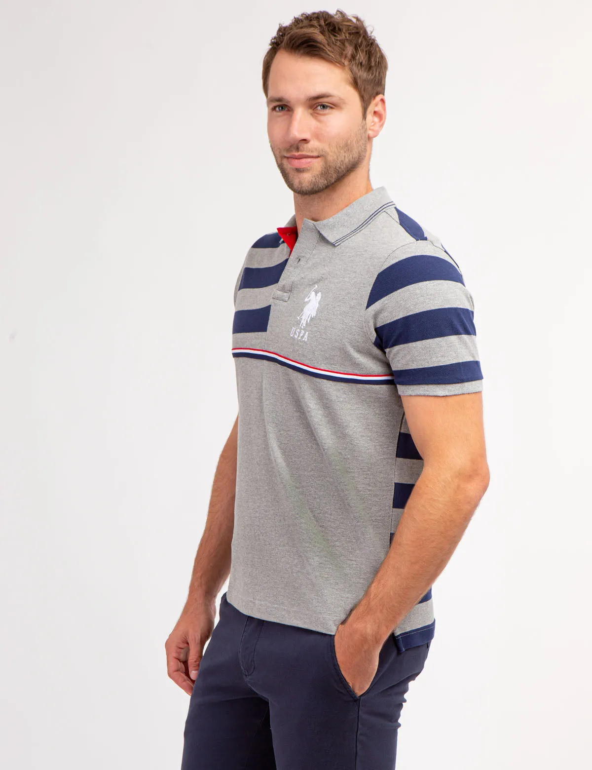 STRIPE COLORBLOCK PIQUE POLO SHIRT sold by U.S. Polo Assn. product image thumbnail 3