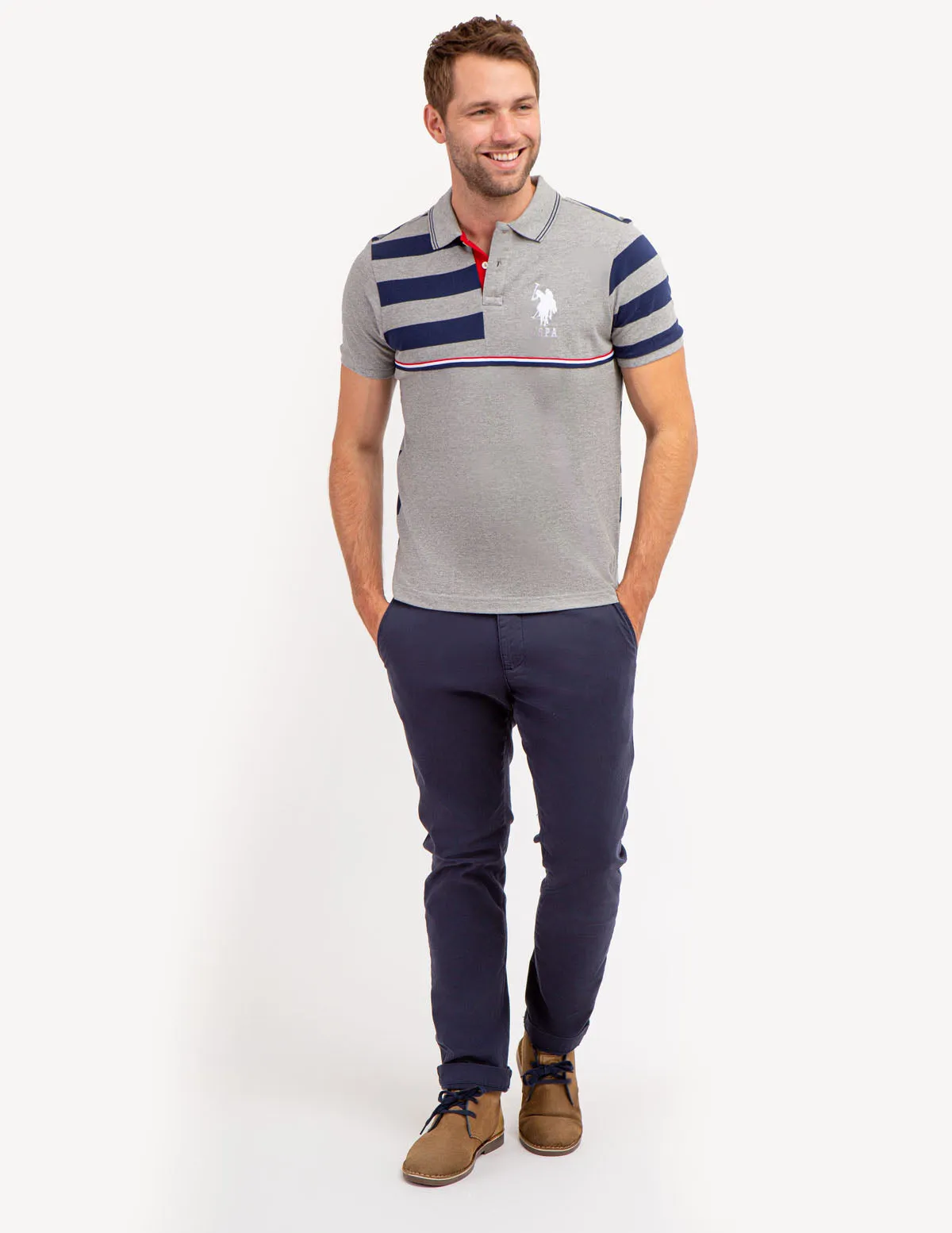 STRIPE COLORBLOCK PIQUE POLO SHIRT sold by U.S. Polo Assn. product image thumbnail 2