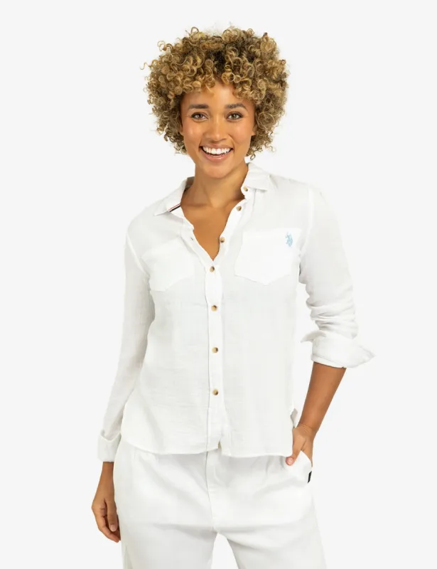 TEXTURED BUTTON-UP LONG SLEEVE SHIRT made by U.S. Polo Assn.