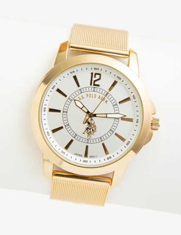 MEN'S GOLD MESH STRAP DRESS WATCH sold by U.S. Polo Assn.