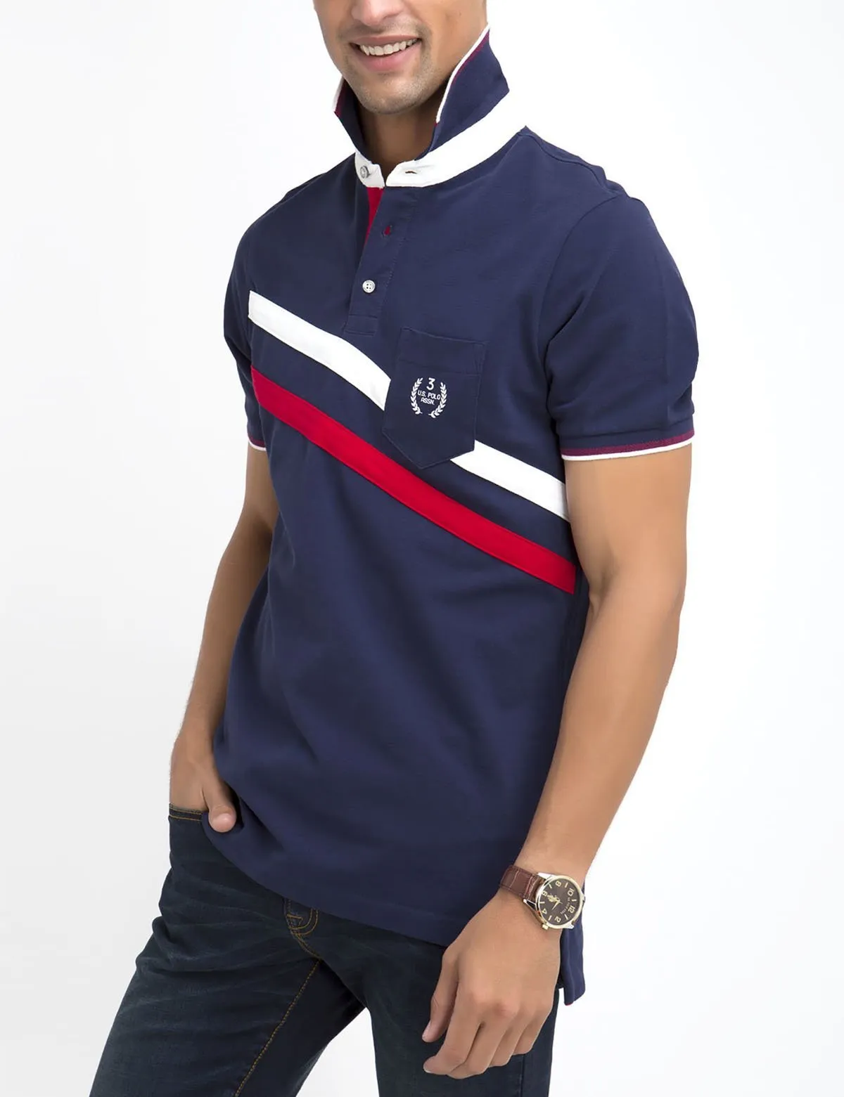 DIAGONAL STRIPED POLO SHIRT sold by U.S. Polo Assn.