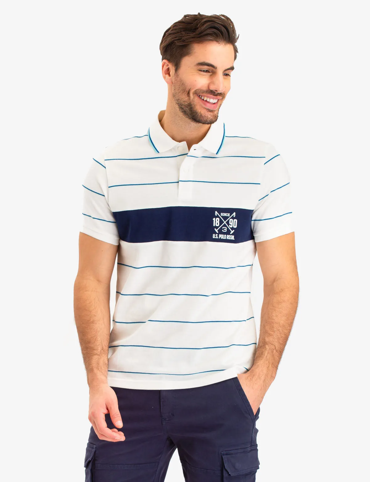USPA STRIPED LOGO POLO SHIRT sold by U.S. Polo Assn.
