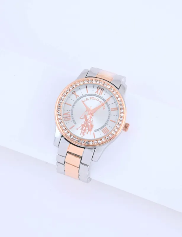 LADIES SILVER AND ROSE GOLD BRACELET WATCH sold by U.S. Polo Assn.