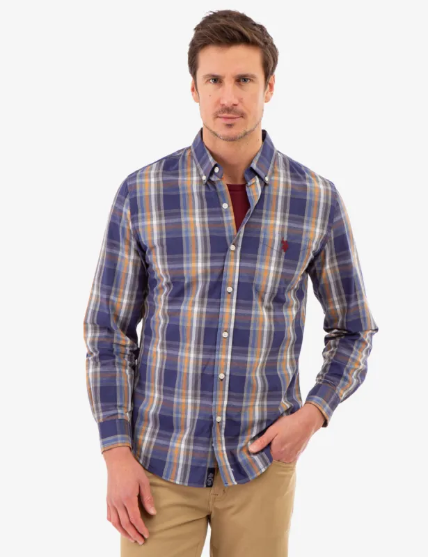 PEACHED POPLIN PLAID LONG SLEEVE SHIRT sold by U.S. Polo Assn.