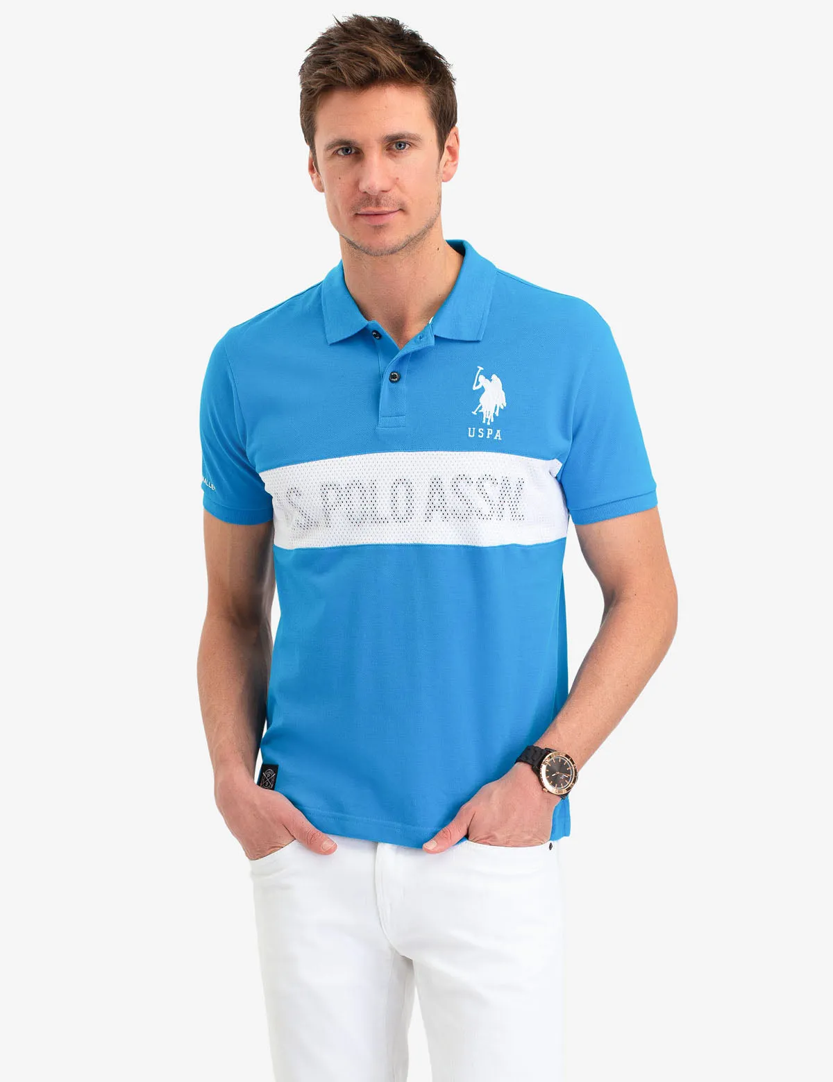 BLACK MALLET USPA CHEST LOGO POLO SHIRT sold by U.S. Polo Assn.