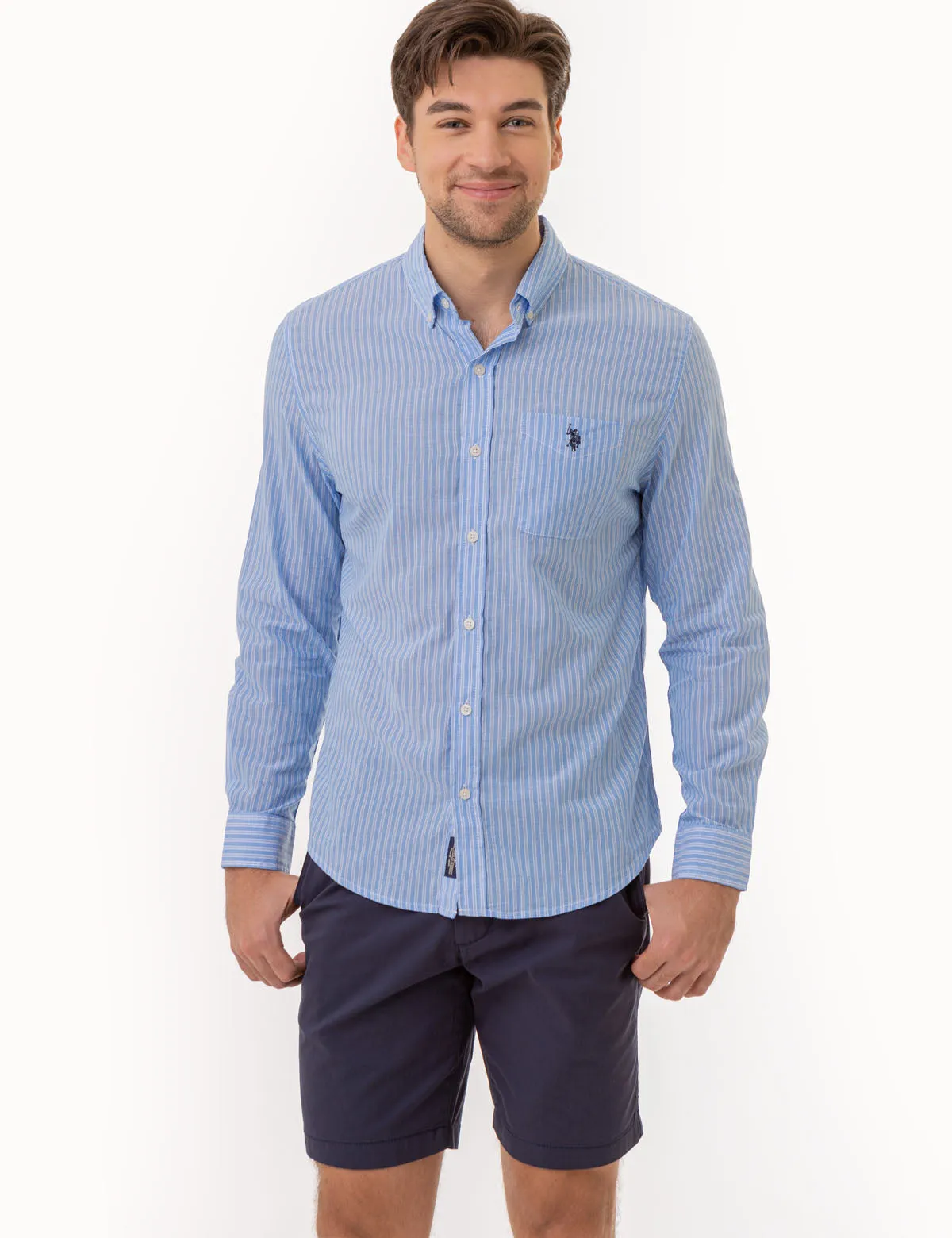 VERTICAL STRIPE LONG SLEEVE WOVEN SHIRT sold by U.S. Polo Assn.