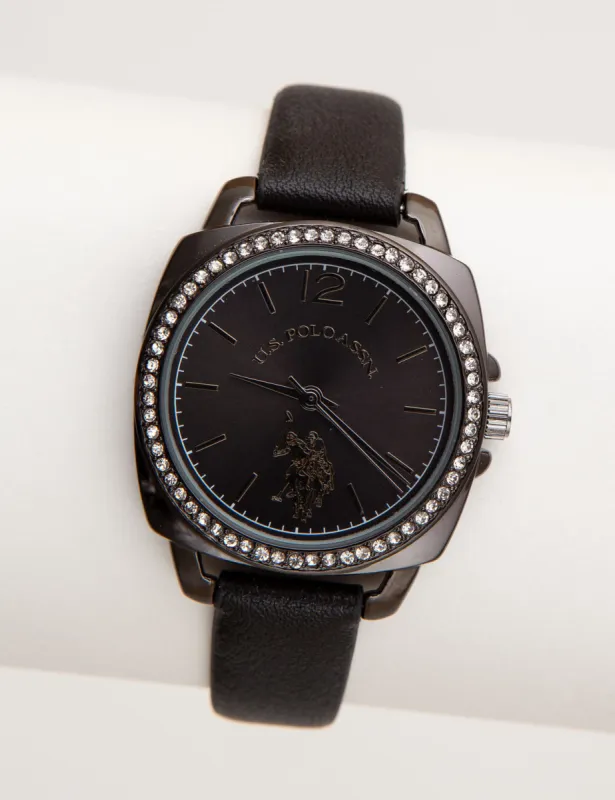 LADIES RHINESTONE CASE STRAP WATCH sold by U.S. Polo Assn.