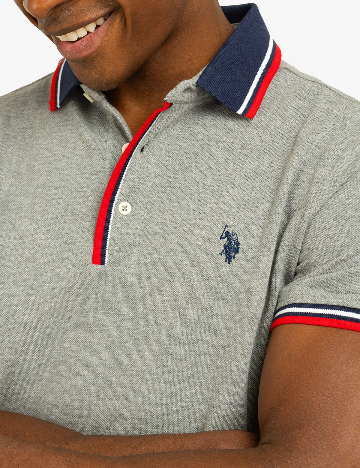 SIGNATURE STRIPE RIB TIPPED TRIM POLO SHIRT sold by U.S. Polo Assn. product image thumbnail 2