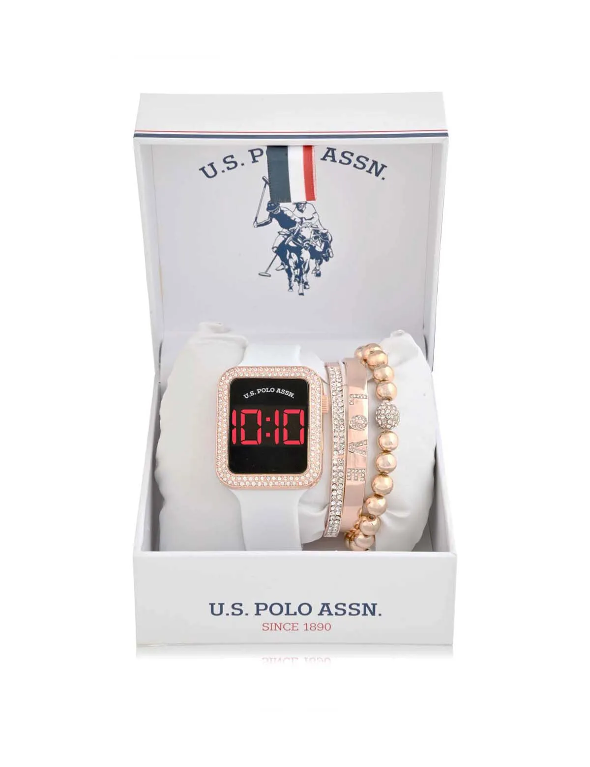 LADIES LED SQUARE EMBELLISHED WATCH & BRACELETS SET sold by U.S. Polo Assn. product image thumbnail 2