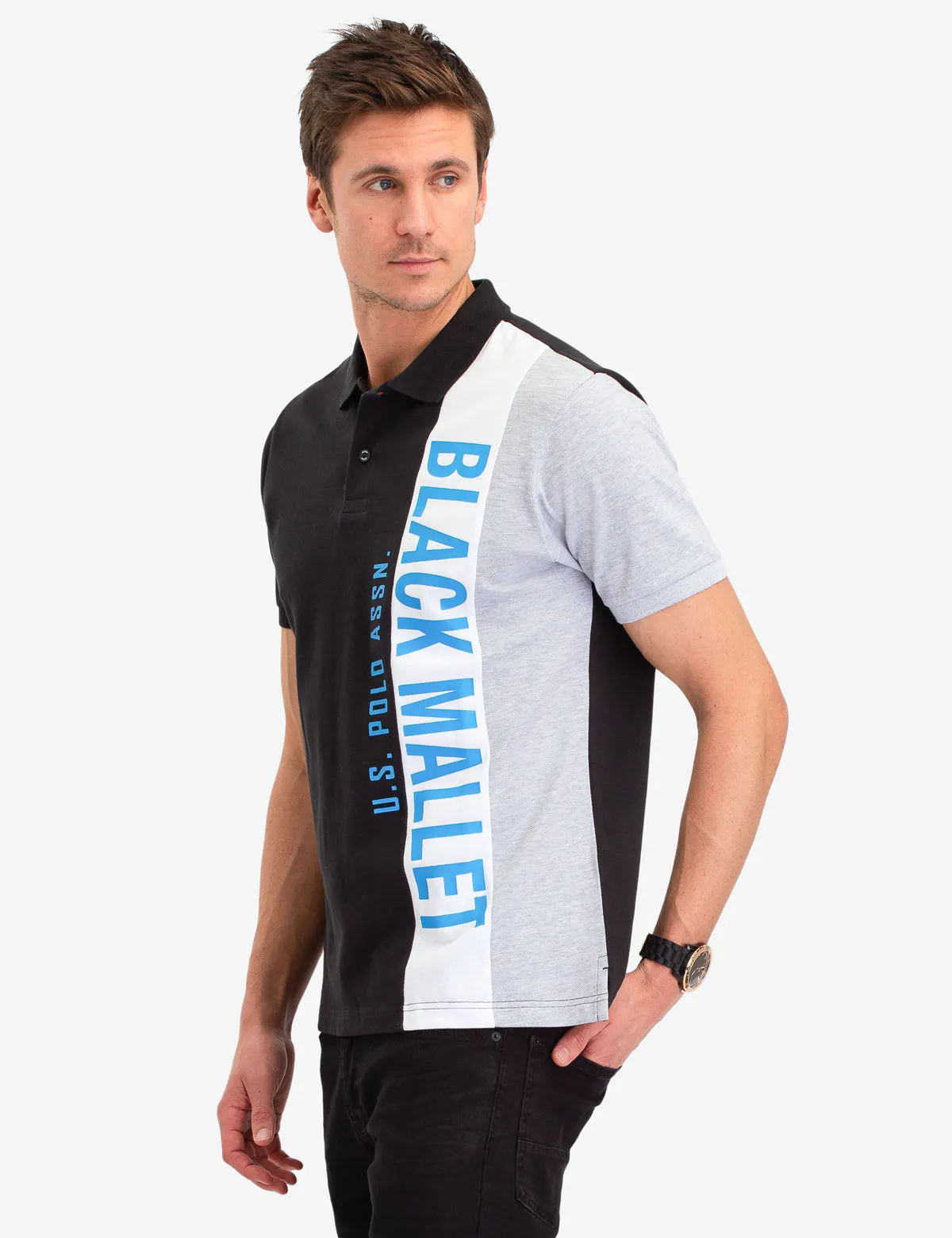 BLACK MALLET VERTICAL LOGO POLO SHIRT sold by U.S. Polo Assn. product image thumbnail 3