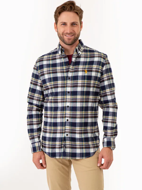 PLAID PEACHED TWILL LONG SLEEVE SHIRT sold by U.S. Polo Assn.