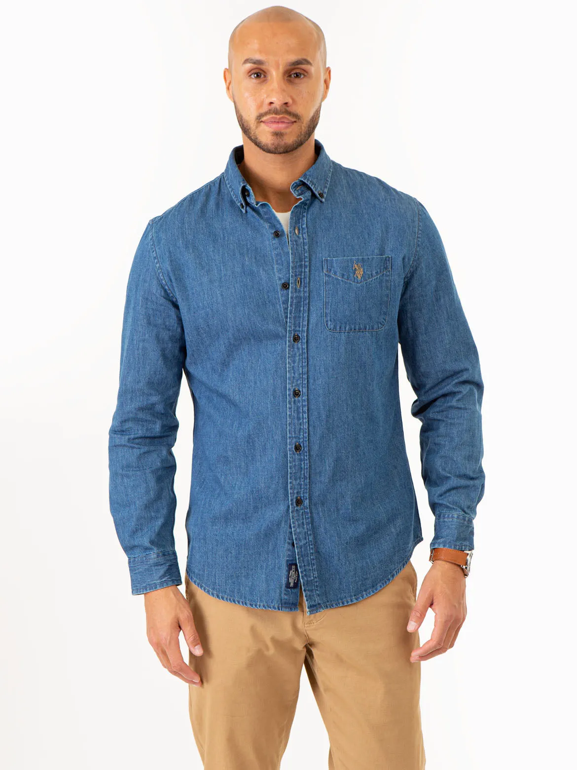 INDIGO LONG SLEEVE DENIM SHIRT sold by U.S. Polo Assn.