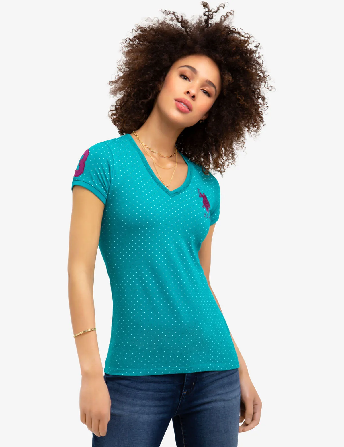 Dot V-neck T-Shirt sold by U.S. Polo Assn. product image thumbnail 5