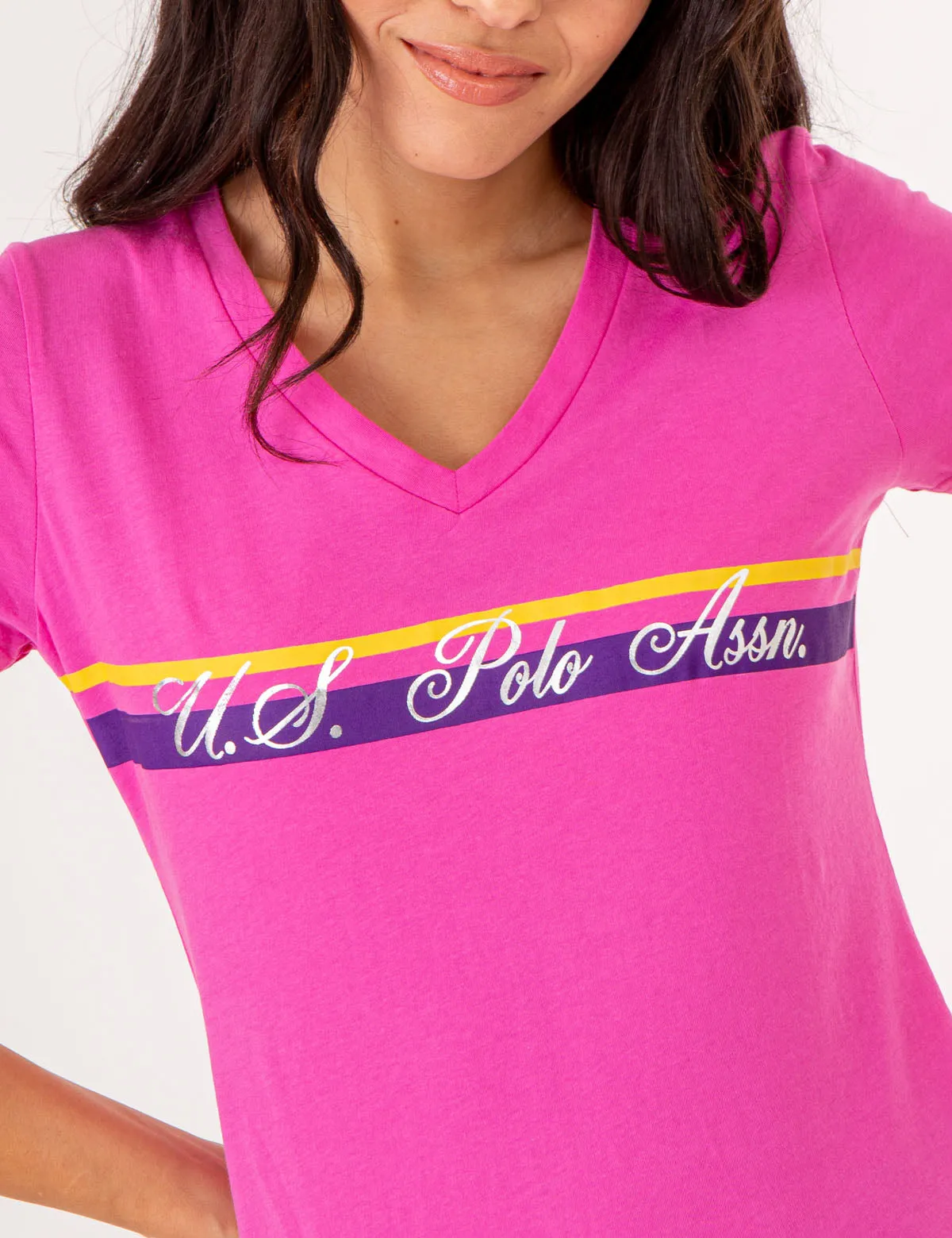 V-NECK STRIPE FOIL GRAPHIC T-SHIRT sold by U.S. Polo Assn. product image thumbnail 2