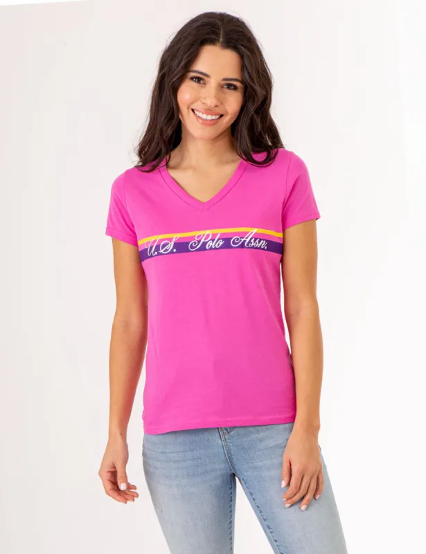 V-NECK STRIPE FOIL GRAPHIC T-SHIRT sold by U.S. Polo Assn.