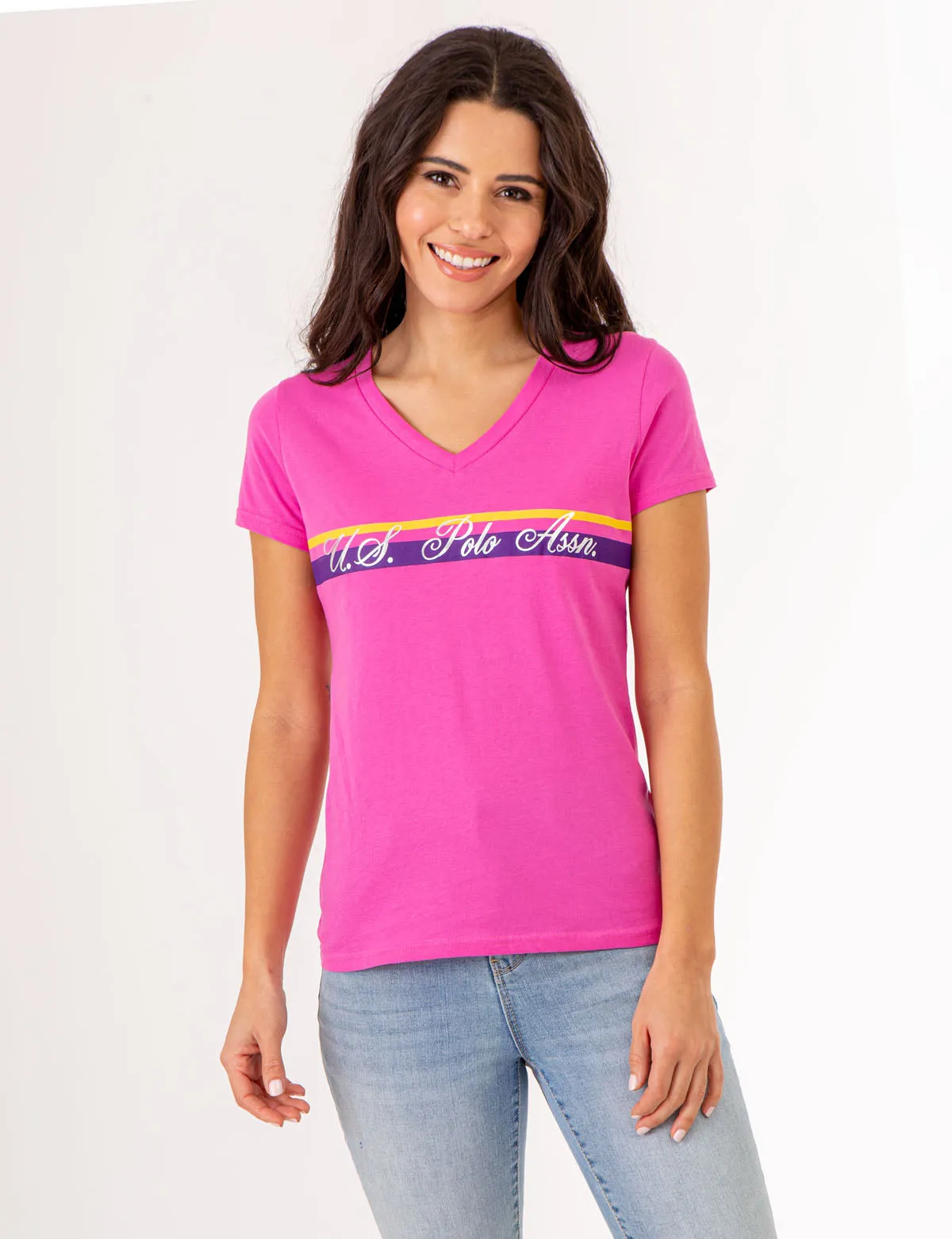 V-NECK STRIPE FOIL GRAPHIC T-SHIRT sold by U.S. Polo Assn.