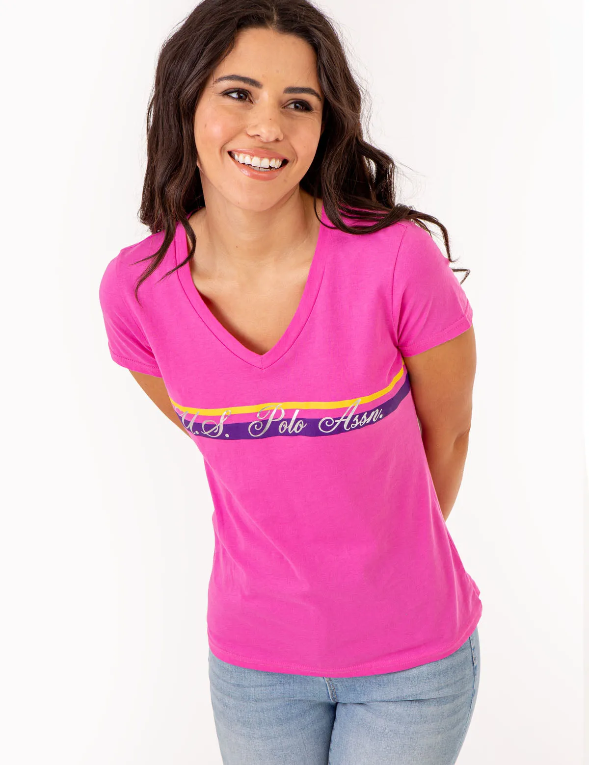 V-NECK STRIPE FOIL GRAPHIC T-SHIRT sold by U.S. Polo Assn. product image thumbnail 4