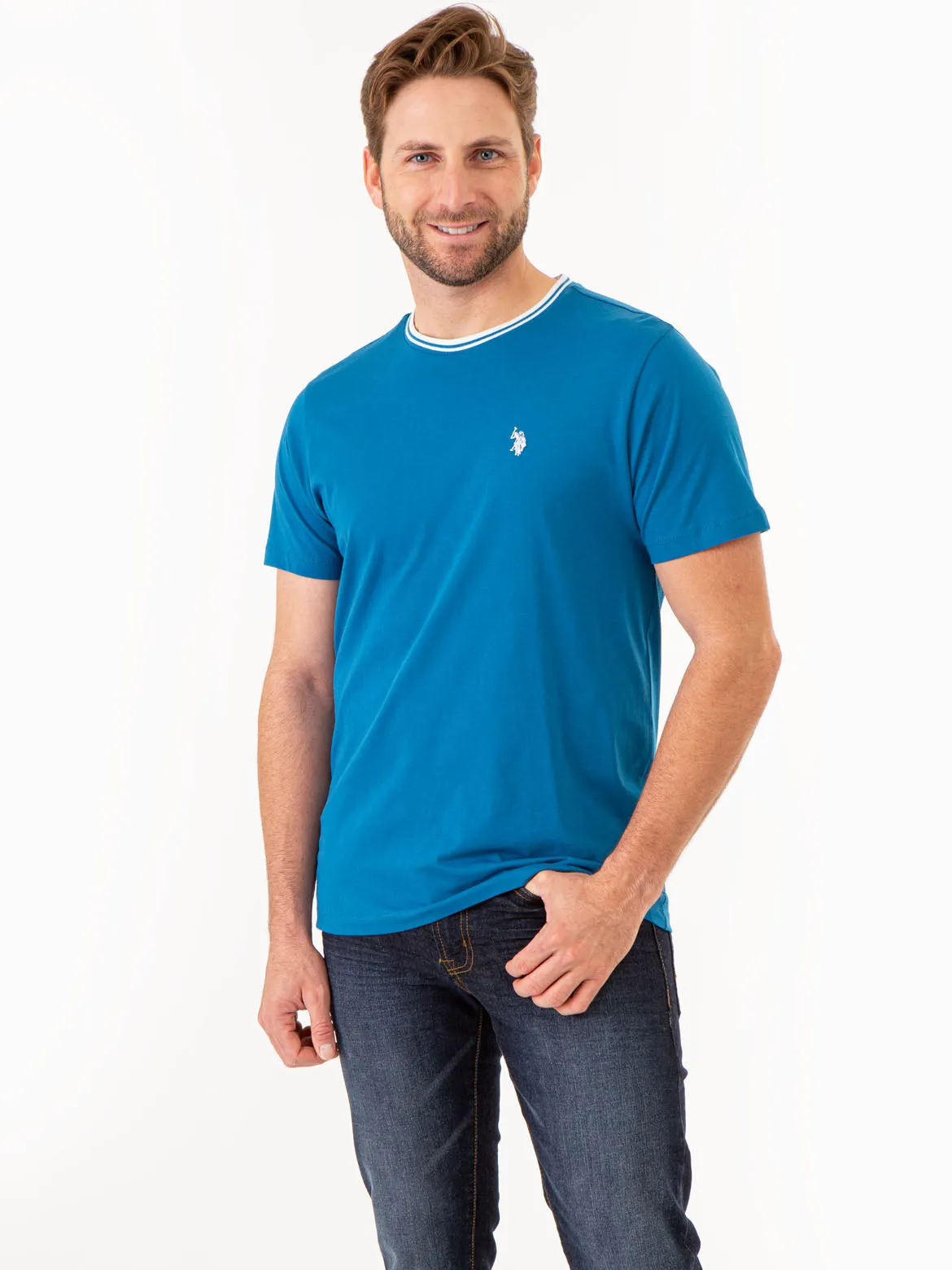 TIPPED CREW NECK COLLAR T-SHIRT sold by U.S. Polo Assn.