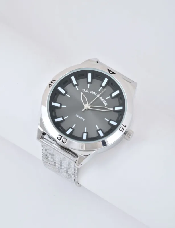 MEN'S MESH BRACELET AND BLACK DIAL ANALOG WATCH sold by U.S. Polo Assn.