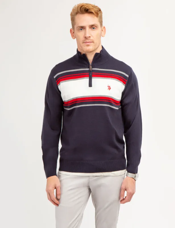 SOFT CHEST STRIPE 1/4 ZIP SWEATER sold by U.S. Polo Assn.